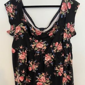 Torrid Off the Shoulder Black Floral Top